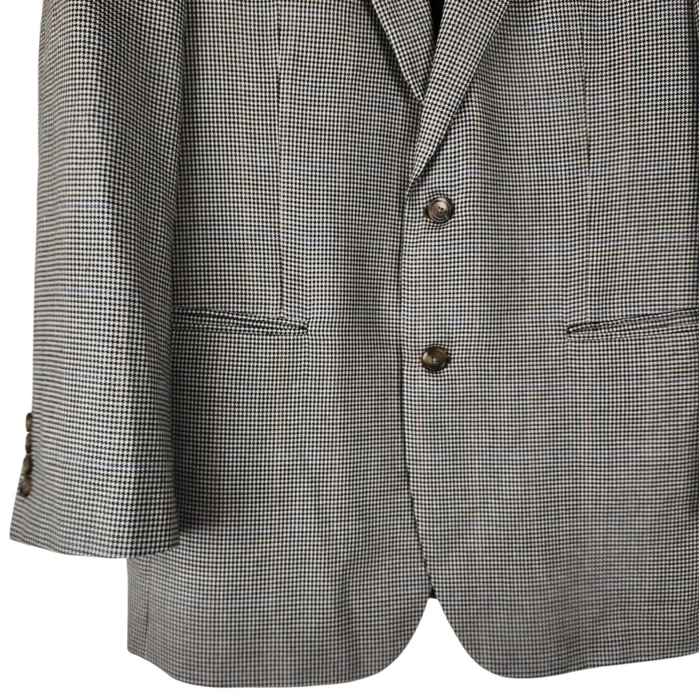 Jos A Bank Houndstooth‎ Silk Wool Jacket Sz 42R Blazer Sport Coat Workwear